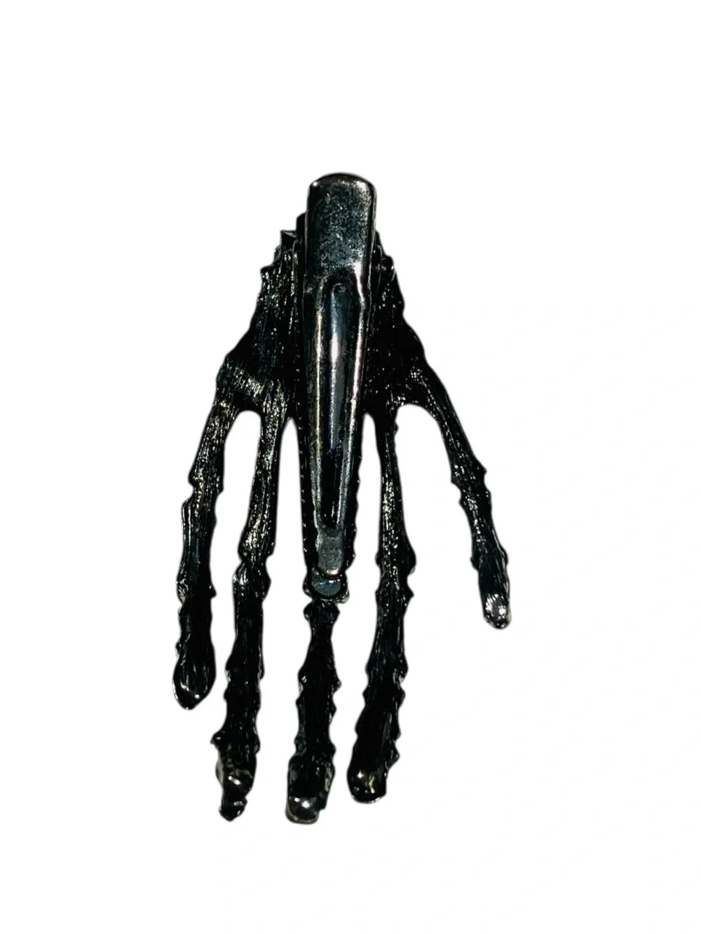 Gothic Skeleton Hand Hair Clip Barrette Antique Silver Pewter Tone Finish